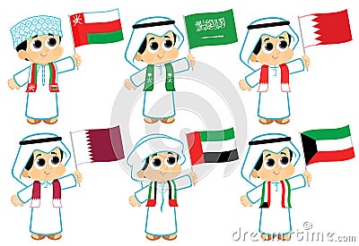 Gulf Cooperation Council Flags Vector Illustration