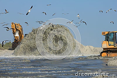 Panama City Beach Gulf of Mexico near sunset beach replenishment Editorial Stock Photo