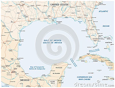 Gulf Of Mexico Road Vector Map | CartoonDealer.com #129146805
