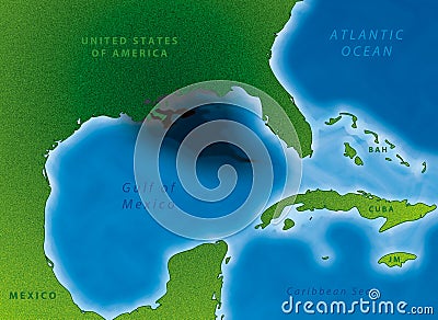 Gulf Oil Spill Map Stock Photo