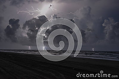 Gulf of Texas Storms rolling in durring the night Stock Photo