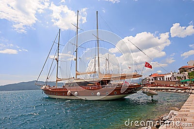 Gullet in the bay in Marmaris Stock Photo