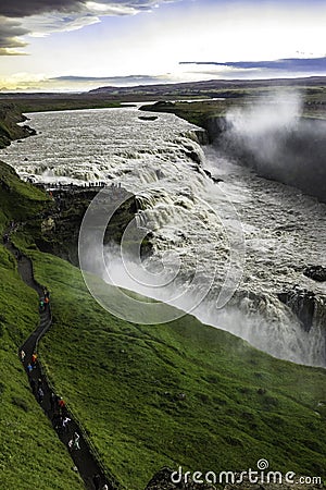 Gullfossi, Iceland - July 30, 2019 - Gullfoss Waterfall Editorial Stock Photo