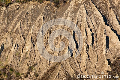 Gullies geological formations with soil erosions Stock Photo
