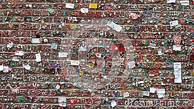 The gum wall at the Pike Place Public Market in Seattle Washington in summer 2016 Editorial Stock Photo