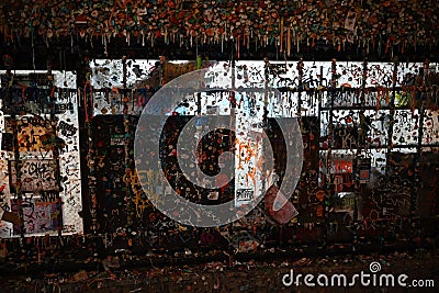 Gum wall in Seattle, Washington, a weird spots tourist attraction Editorial Stock Photo