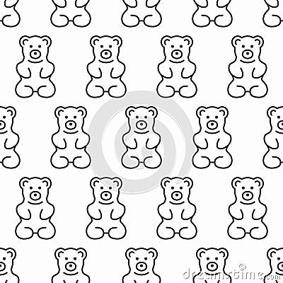 Gummy bear seamless pattern. Sweet jelly candy background. Line tasty vector illustration Vector Illustration