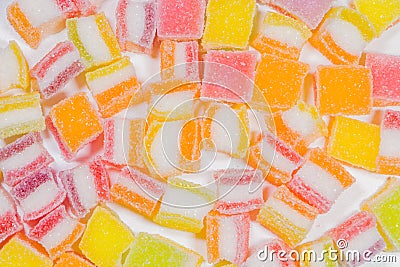 Gummy candy rainbow on white background Stock Photo