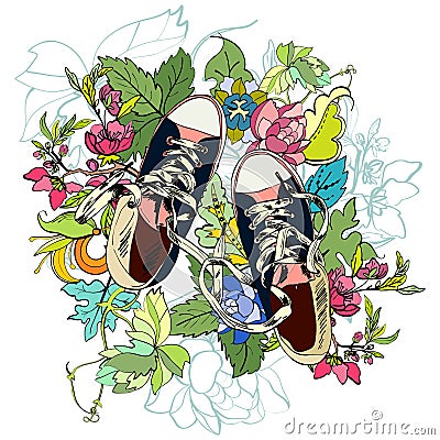 Gumshoes sketch flower Vector Illustration