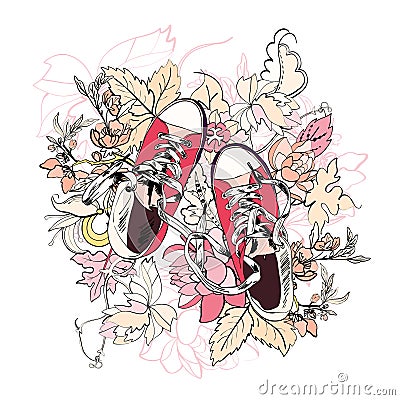 Gumshoes sketch flower Vector Illustration