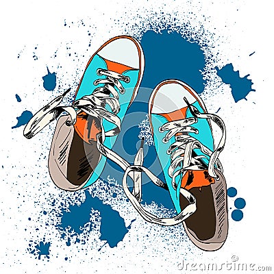 Gumshoes sketch grunge Vector Illustration