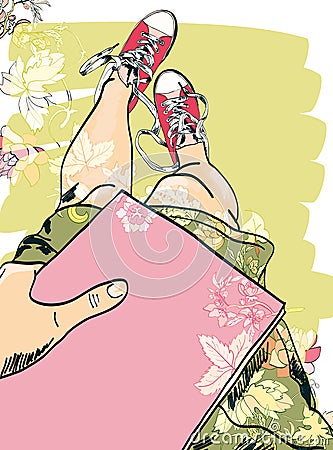 Gumshoes sketch legs girl Vector Illustration