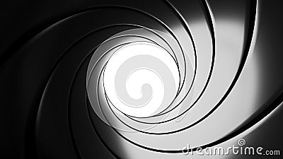 Gun barrel effect - a classic James Bond 007 theme - 3D illustration Stock Photo