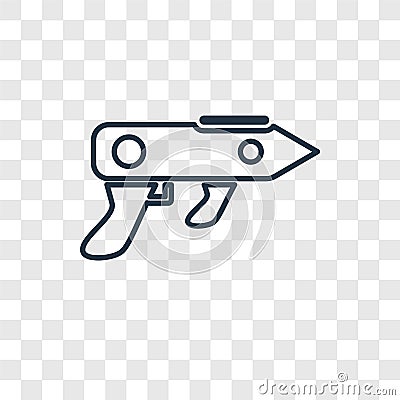 Gun Blaster concept vector linear icon isolated on transparent b Vector Illustration