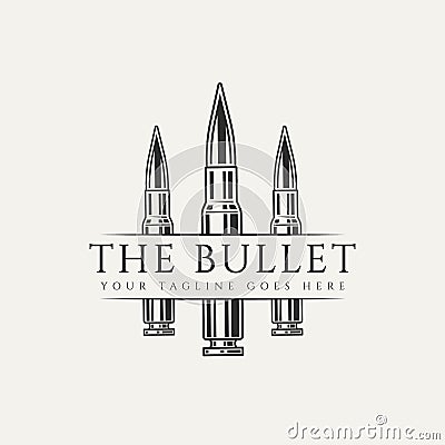 Gun bullet ammunition vintage logo icon design Vector Illustration
