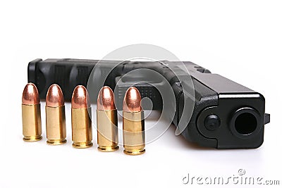 Gun and bullets Stock Photo