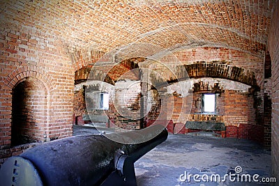 Gun Cannon in Bunker Stock Photo