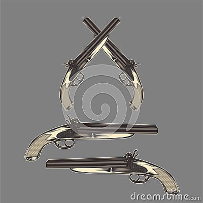 Gun classic vintage hand drawing vector Vector Illustration