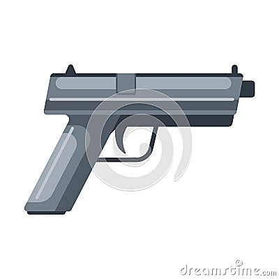 Gun detective isolated on white background. Police element in cartoon style Vector Illustration