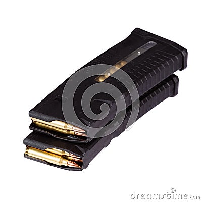 Gun magazins with bullets. Stock Photo