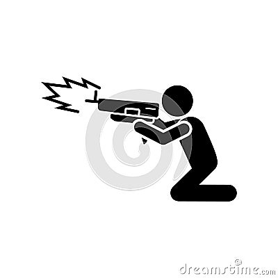 Gun man bomb icon. Simple warning armed man icons for ui and ux website or mobile application Stock Photo