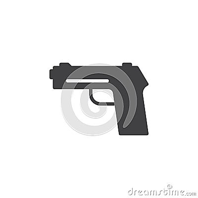 Gun, pistol, handgun icon vector, filled flat sign, solid pictogram isolated on white Vector Illustration