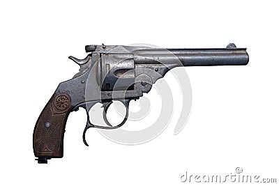 Gun revolver. Ancient firearm. Stock Photo