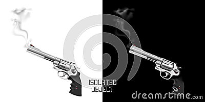 Gun revolver with smoke from the barrel Vector Illustration