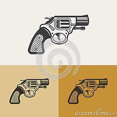 Gun or revolver vector outline design element Vector Illustration