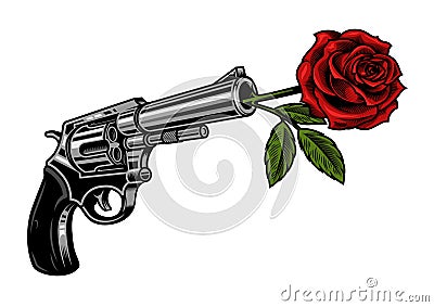 Gun with rose Vector Illustration