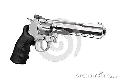 Gun silver pistol isolated on white Stock Photo