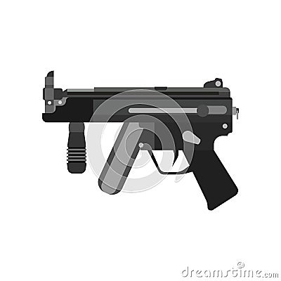 Gun submachine weapon vector rifle military automatic machine illustration war isolated Vector Illustration