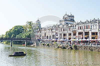 Chikan Old Town. a famous National Historic and Cultural Town of China in Kaiping, Guangdong, China. Editorial Stock Photo