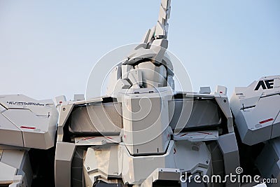 Gundam Unicorn statue in Odaiba Editorial Stock Photo