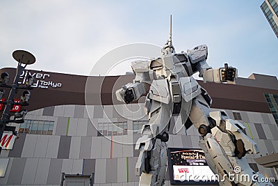 Gundam Unicorn statue in Odaiba Editorial Stock Photo