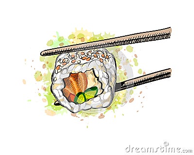 Gunkan sushi with salmon Vector Illustration