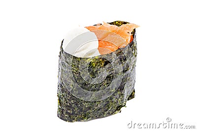 Gunkan sushi with salmon isolated Stock Photo