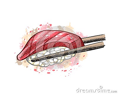 Gunkan sushi with tuna Vector Illustration