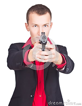 Gunman ready to shoot Stock Photo