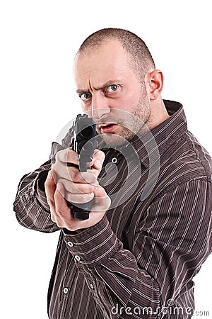 Gunman ready to shoot Stock Photo