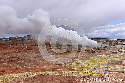 Gunnuhver hot spring and steam vents in Iceland Stock Photo