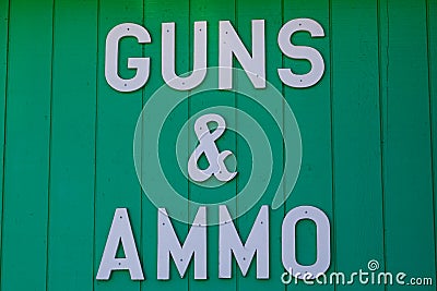 Guns and Ammo Sign Stock Photo