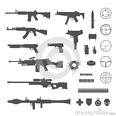 Guns and game elements icons Stock Photo