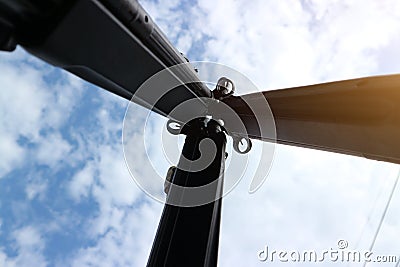 Guns are made of fine steel, laid out in harmony Sky background Stock Photo