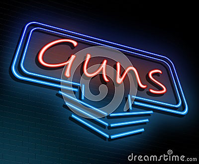 Guns neon concept. Stock Photo