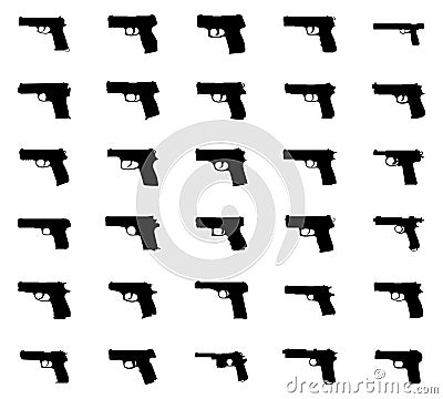 Guns silhouettes set. Vector Illustration