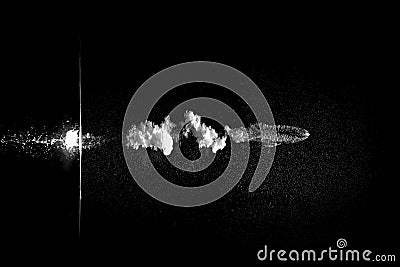 Gunshot n water in black and white Stock Photo