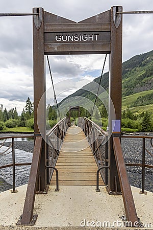 Gunsight suspension bridge in Colorado Stock Photo