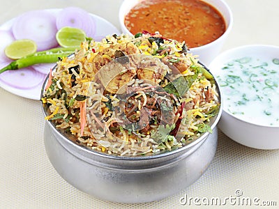 Gunturu kodi chicken pulao-a rural speciality Stock Photo