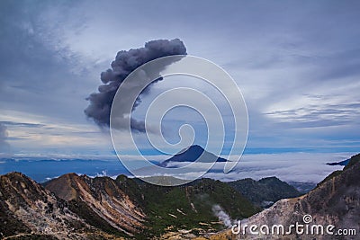 Gunung Sinabung Volcano eruptions Stock Photo